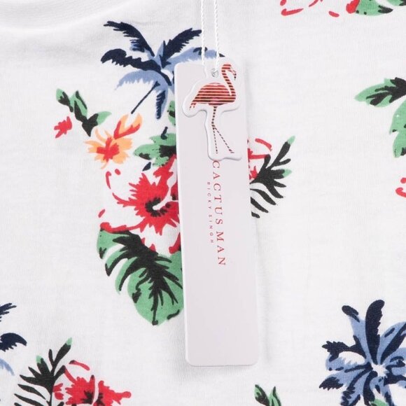 Cactus Man Ricky Singh TShirt L Mens NEW Tropical White Hibiscus Hawaiian Cotton - Picture 6 of 7